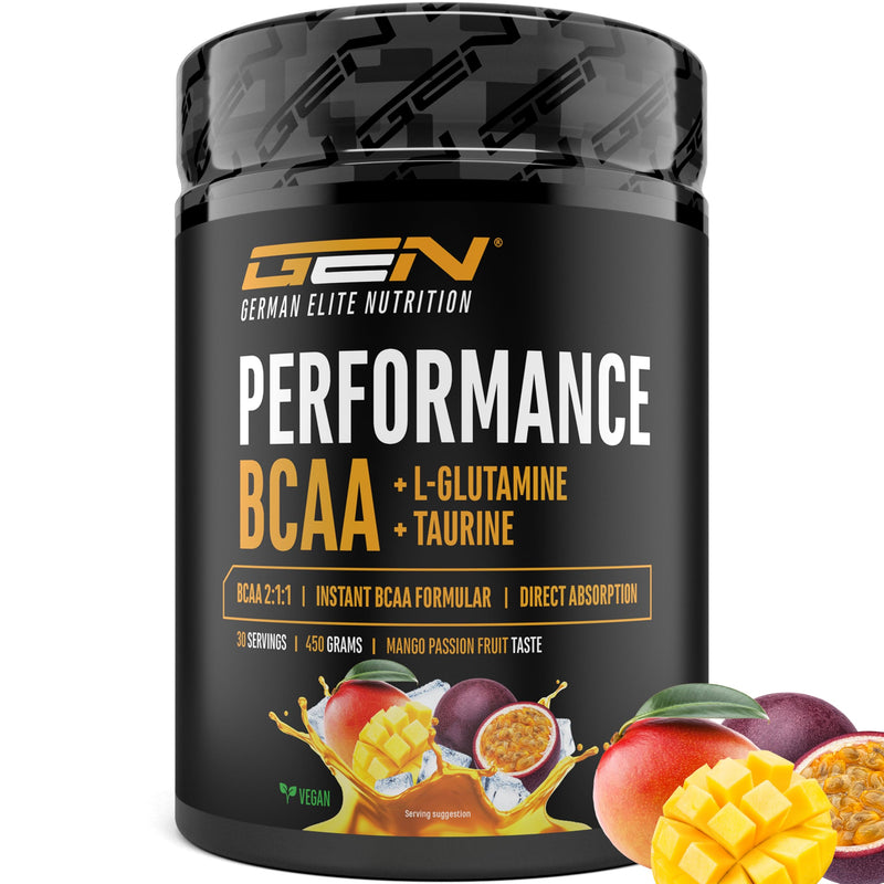 [Australia] - BCAA Performance - 450 g powder - Instant BCAAs + L-Glutamine + Taurine - Delicious & super solubility - Vegan amino acids - 2:1:1 ratio - (Mango passion fruit) 