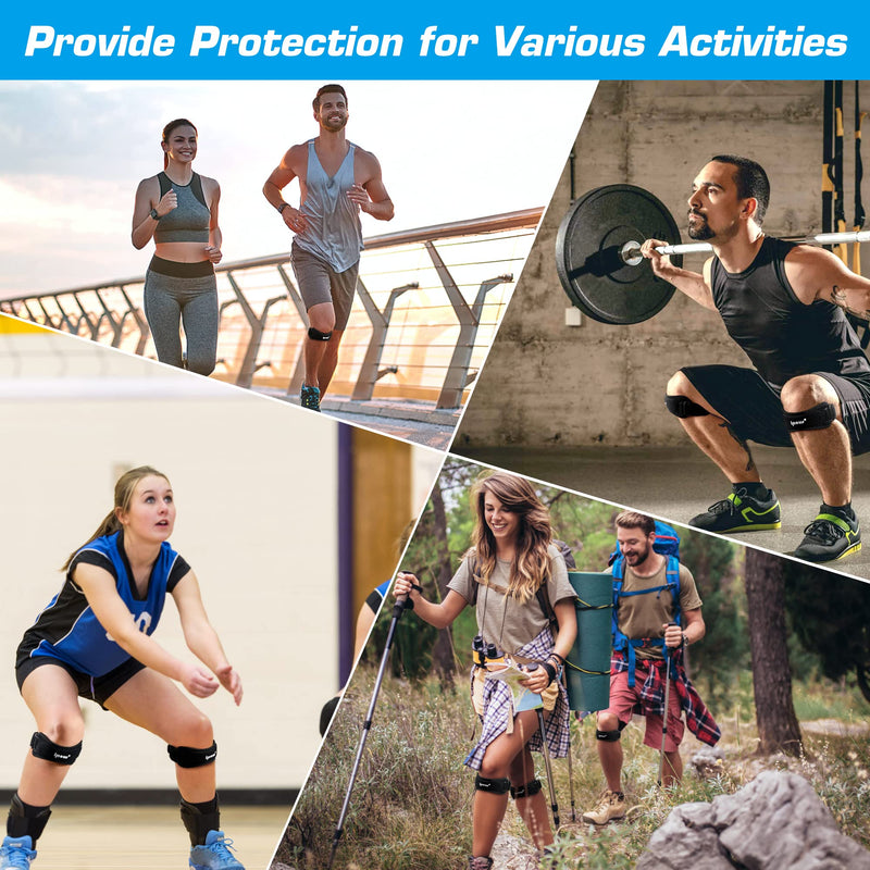 IPOW 2 Pack XXL Plus Size Knee Pain Relief & Patella Stabilizer Knee Strap Brace Support for Hiking, Soccer, Basketball, Running, Jumpers Knee, Tennis, Tendonitis, Volleyball & Squats, Black Large