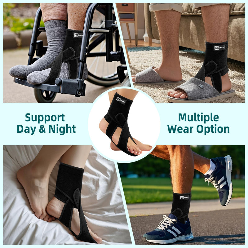 AFO Foot Drop Brace for Walking, Plantar Fasciitis Night Splint, Ankle Foot Orthosis, Drop Foot Brace w/Arch Support Relief Pain for TBI, ALS, MS Stroke, Fracture, Spinal Cord Injury Right Black-Right