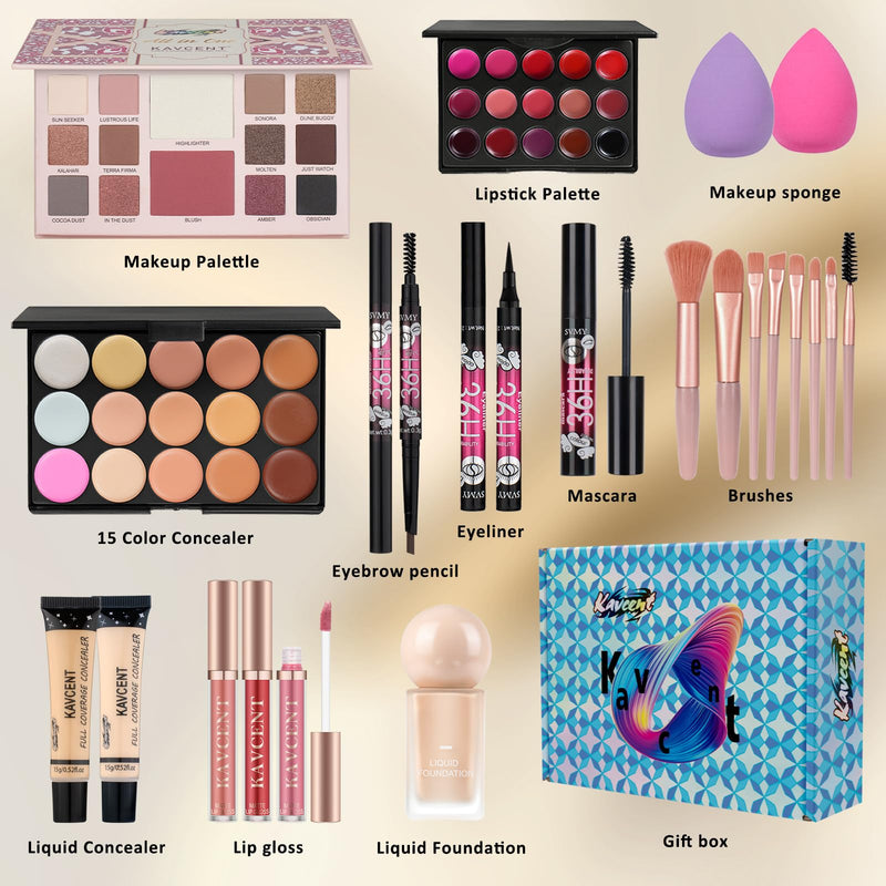 [Australia] - Makeup Set for Teens Women Makeup Kit for Women Full Kit Eyeshadow Foundation Makeup Gift Set for Teen Girls Christmas Makeup Kits for Teens Teenagers 14-16 ZH Blue Medium Makeup 