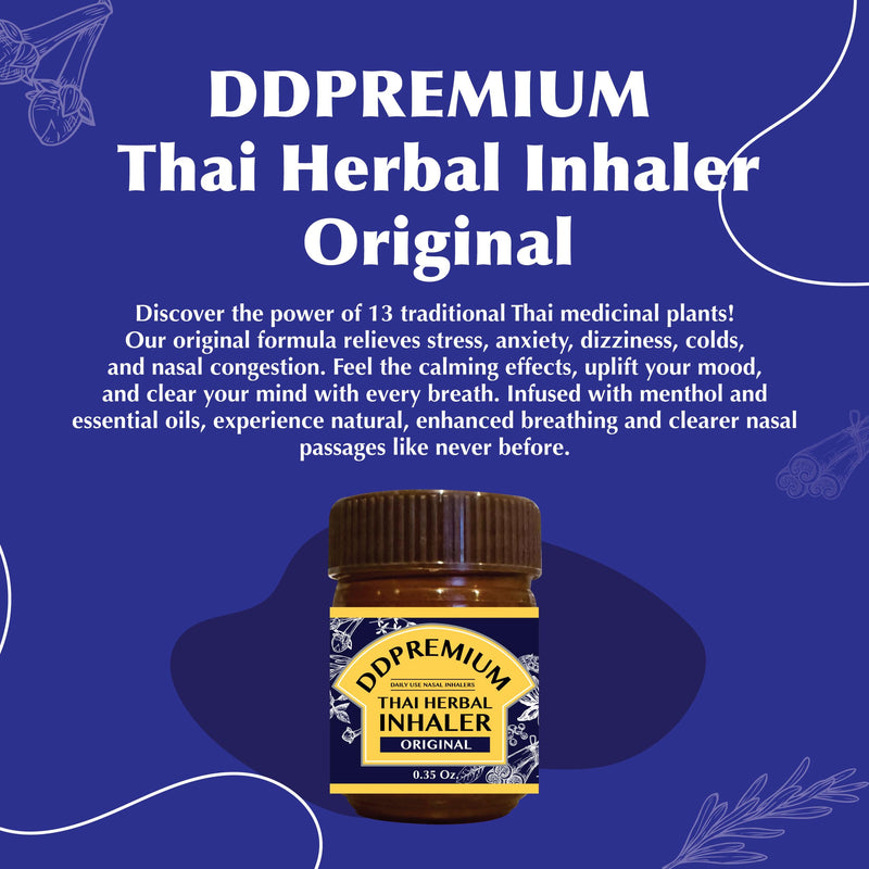 Herbal Inhaler with Menthol & Essential Oil - Natural Thai Inhaler for Enhanced Breathing, Promotes Clearer Nasal Passages - Compound Herb Formula Original Pack of 6 Pack 6