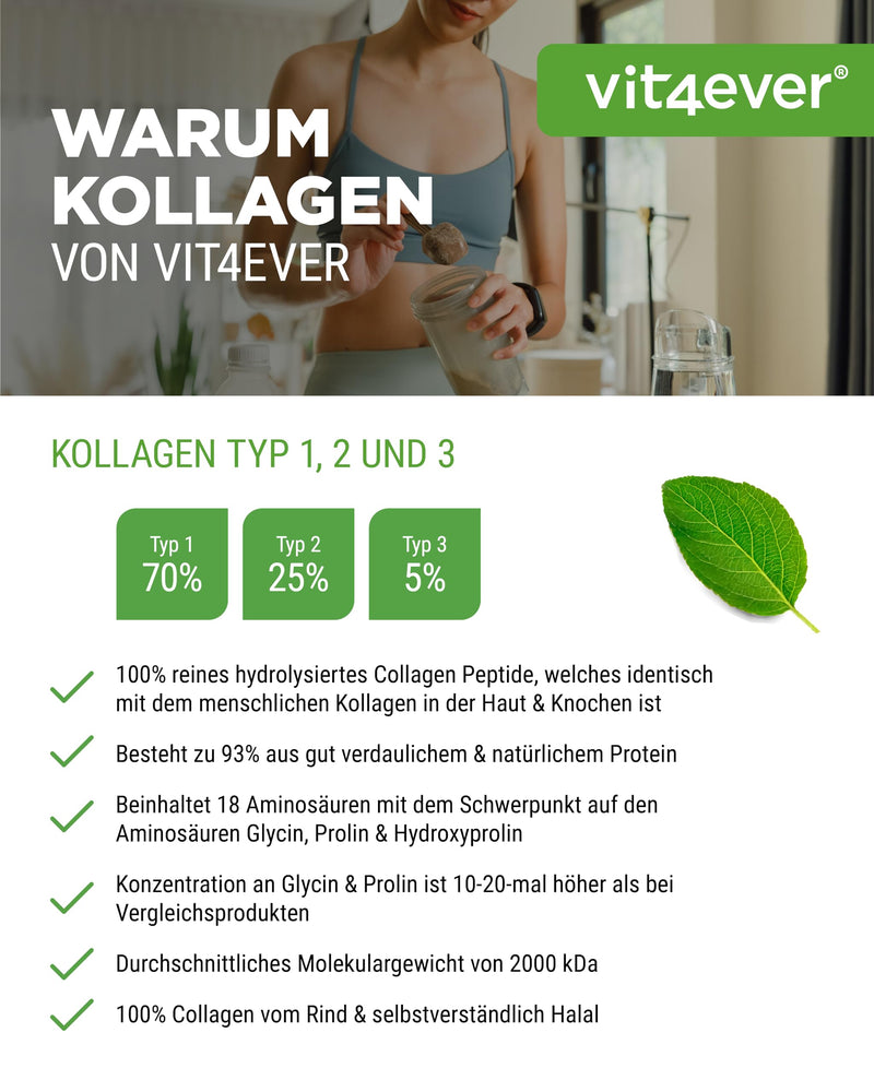 [Australia] - Collagen powder 1000 g - 100% bioactive collagen hydrolyzate peptides - collagen types 1, 2 & 3 - neutral in taste - without additives 1 kg 