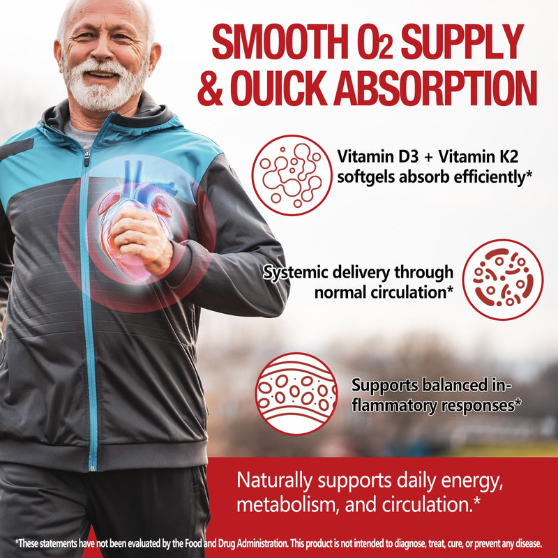 Cayenne Pepper Softgels with Beetroot, Hawthorn, Grape Seed, and Turmeric – Infused with Vitamins D3, K2 & E – Supports Circulation, Leg Health, and Heart Function – 240 Softgels