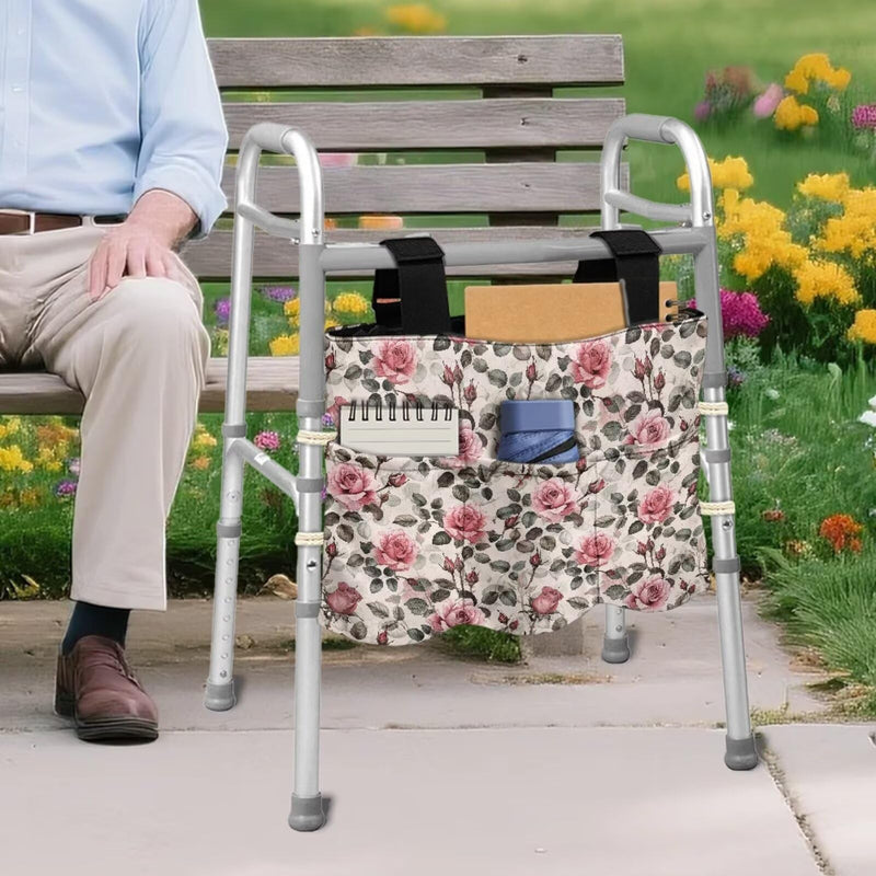 [Australia] - Rose Walker Bag for Rollator Walker Foldable Walker Storage Bag with Big Capacity Gifts for Seniors in Assisted Living Walker Accessories Rose 