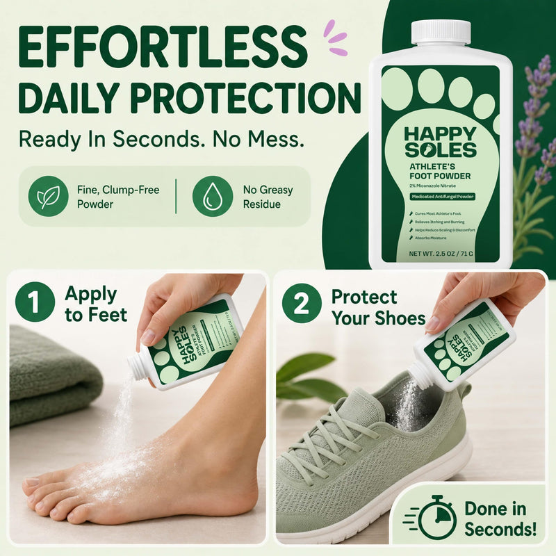 OTC Athletes Foot Treatment Antifungal Powder - 2% Miconazole | Anti fungal Foot Powder for Athlete's Foot & Itchy Feet - Relieves Itching & Burning, Odor Control, FSA Eligible HSA, 2.5oz