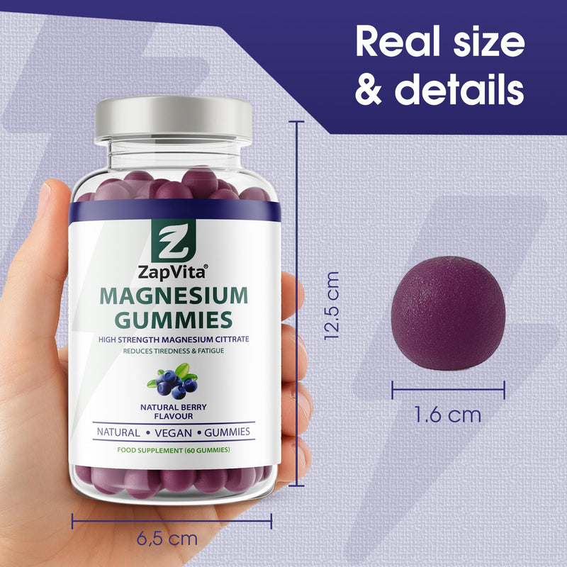 Magnesium Gummies High Strength 180mg - Chewable Magnesium Citrate Supplement for Sleep, Calm & Muscle Recovery - Vegan, Gluten Free & Non-GMO - Natural Berry Flavour for Adults & Kids - Made