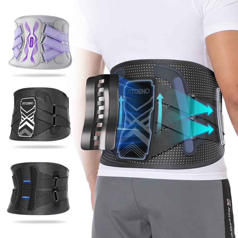 [Australia] - Back Brace for Lower Back Pain Relief: Adjustable Support with Ergonomic Lumbar Pad for Herniated Disc Sciatica and Lumbar Strain - Breathable Design for Men & Women (L/XL) Large/X-Large Black 