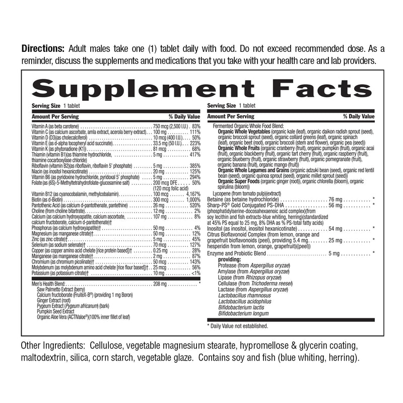 Country Life Core Daily-1 Multivitamin for Men 50+, 60 Tablets | Coenzymated B vitamins support energy metabolism with whole foods, probiotics and digestive enzymes