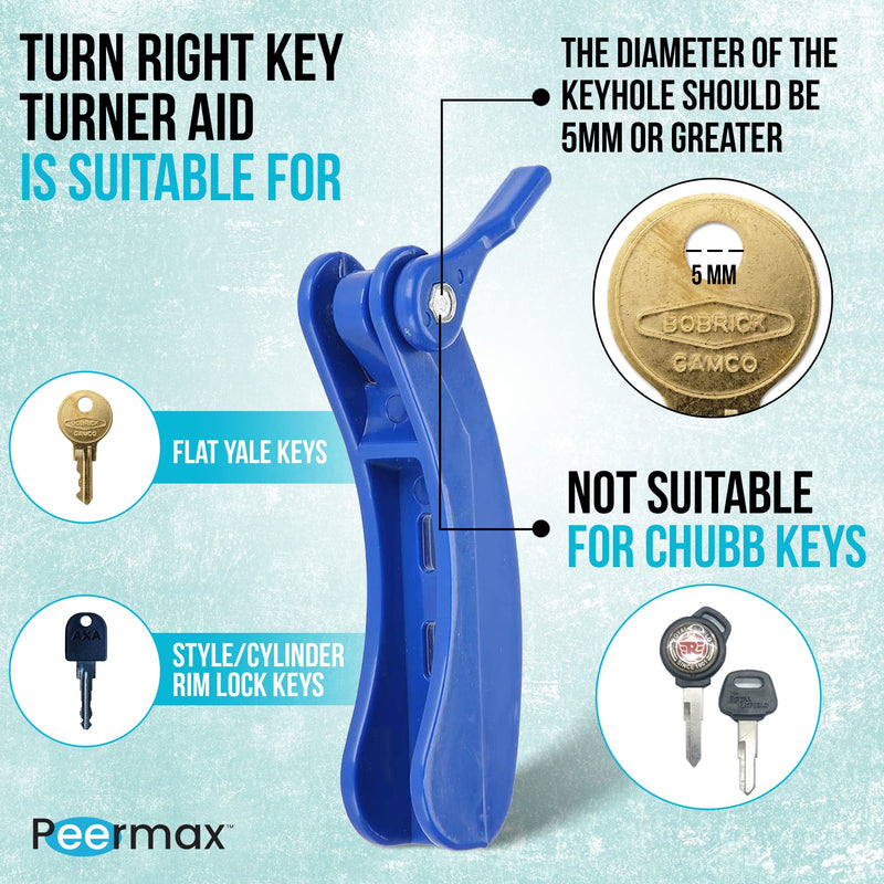 [Australia] - Turn Right Key Turner Aid for people with arthritis or weak hand Grip | assist devices for elderly and seniors key holder tools for hands | aids for disabled or handicapped | fits 3 keys (1) 1 