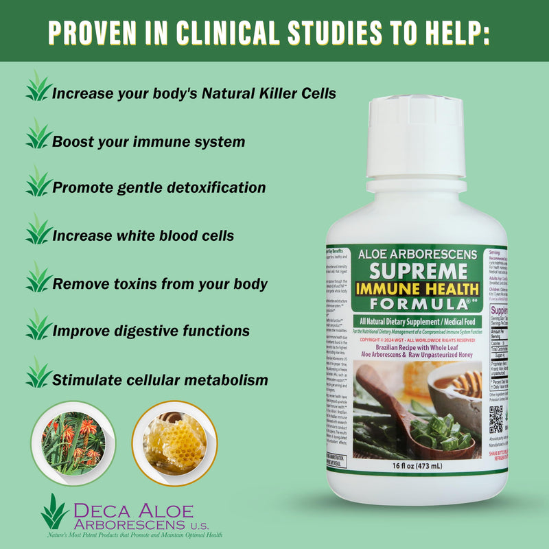 [Australia] - Aloe Arborescens - Supreme Immune Health Formula - for Healthy Immune System Function - Aloe Juice + Honey (16 Ounces) (1) 