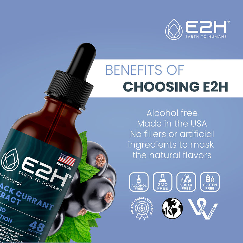 [Australia] - E2H Natural Black Currant Extract, Cold Pressed Black Currant Seed - Immune System Health - Fast Absorbing Liquid - 2 Fl Oz 2 Fl Oz (Pack of 1) 