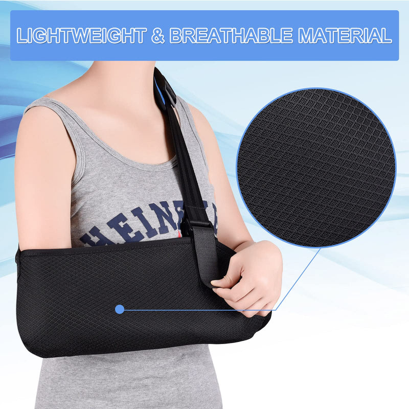[Australia] - Fasola arm sling shoulder, adjustable arm strap with breathable mesh for men and women, shoulder strap for broken wrist, elbow, arm, dislocated shoulder - M black 
