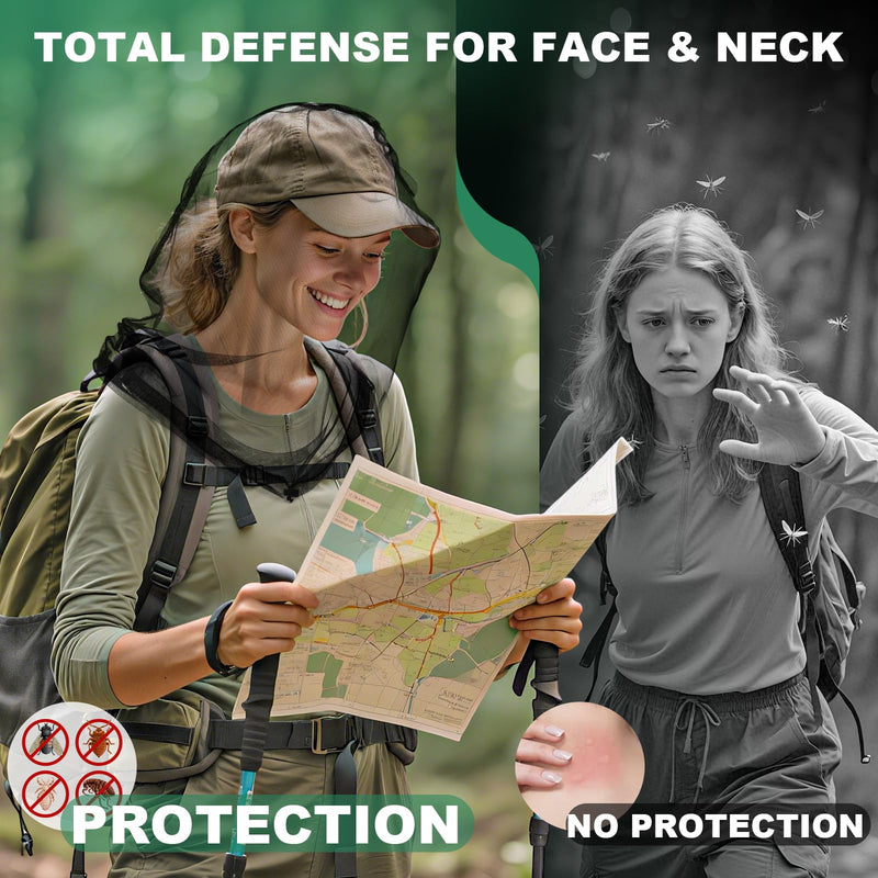 [Australia] - 2 Pack Premium Mosquito Head Nets with Drawstring, Breathable Ultra Large Bug Net for Head, Mosquito Net Hat for Men and Women, Universal Fit for Hats, Essential for Outdoor Activities Black 