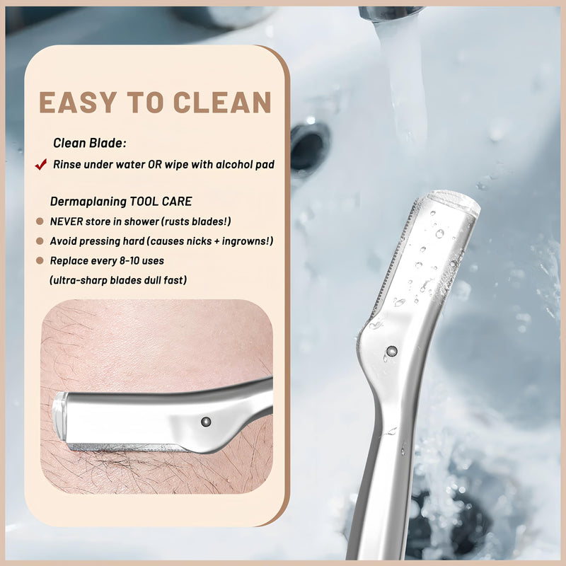 [Australia] - Stainless Steel Eyebrow Razor - Face Razors with Travel Cover & 10 Refill Blades, Eyebrow Brush - Help Exfoliate and Smooth Skin for Eyebrow, Leg, BIKINI, Facial, Beard Remove - S 