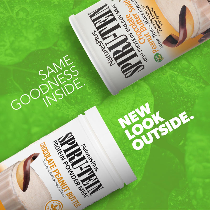 NaturesPlus SPIRU-TEIN, Chocolate Peanut Butter - 1.2 lbs - Plant-Based Protein Shake - Non-GMO, Vegetarian, Gluten Free - 16 Servings 1.2 Pound (Pack of 1)
