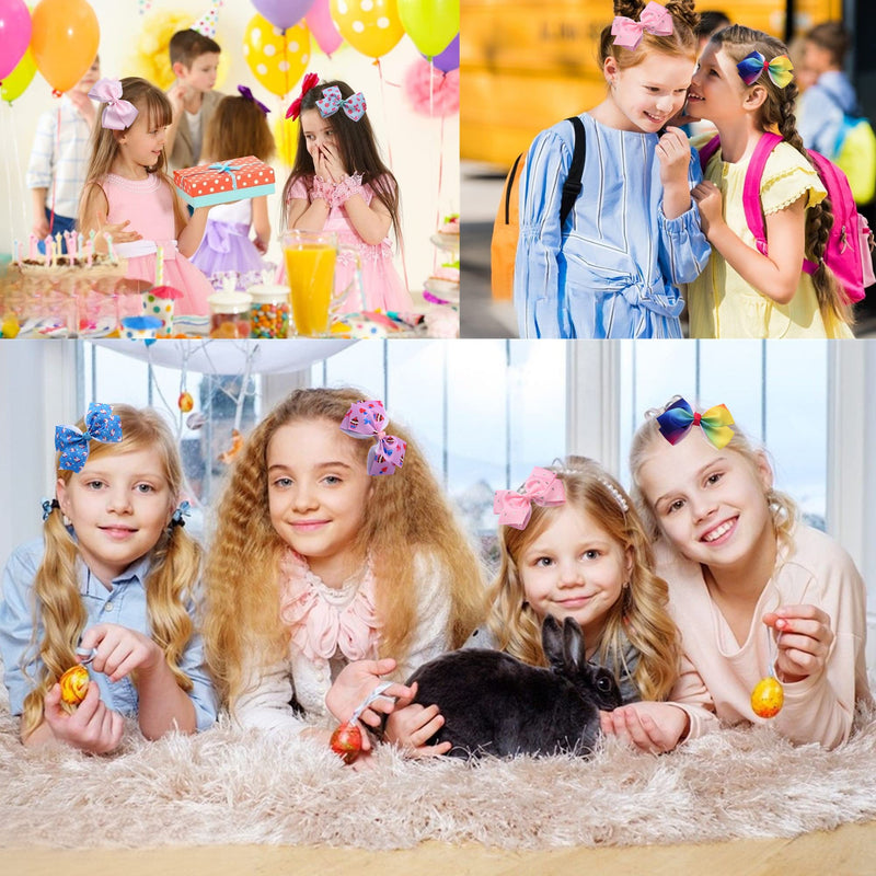 [Australia] - 14Pcs Hair Bows Alligator Clips for Girls,5 Inch Grosgrain Ribbon Hair Bows,Colorful Bow Hair Clip for Little Girls Toddler Princess Cowgirl Barbie Party 14 piece hair bows 