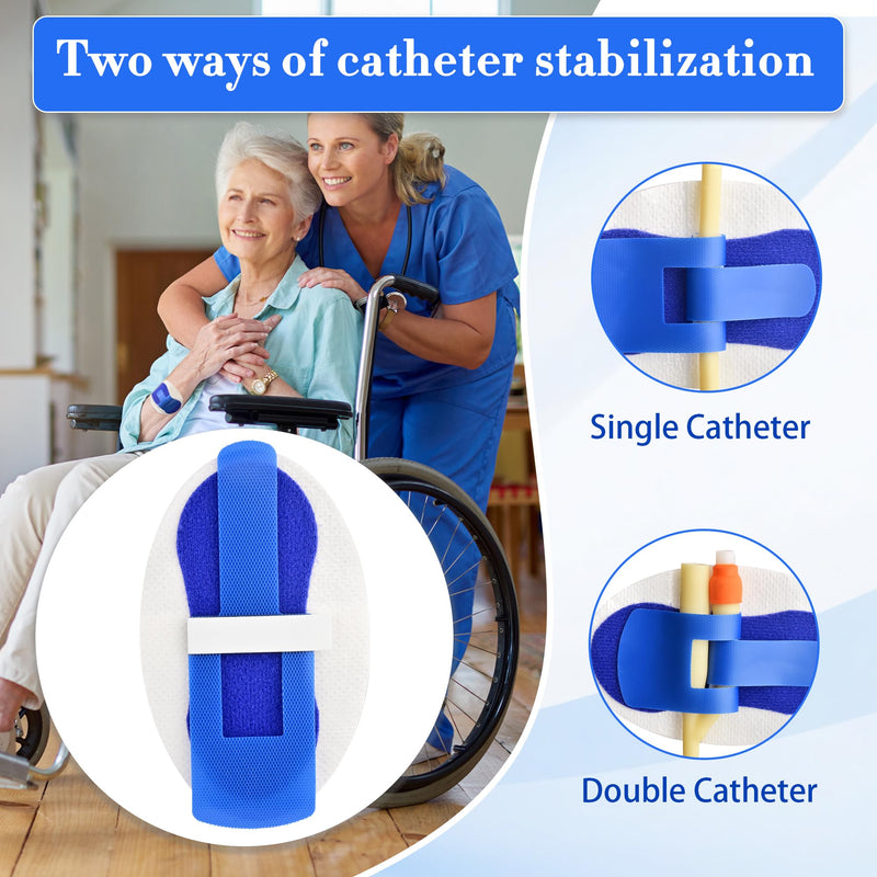 [Australia] - 10 Pcs Foley Catheter Stabilization Device, Urinary Leg Bag Catheter Tube Holder, Catheter Supplies for Single/Double/Feeding Tube, Adhesive Catheter Urinary Leg Bags Holder,Blue Blue 10 PCS 