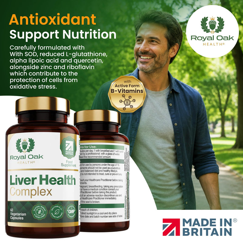 Liver Health Complex | 27 Active Ingredients with Artichoke 5:1, SOD, Reduced Glutathione, Alpha Lipoic Acid, Quercetin, Mushroom Complex, Zinc, Chromium & Active B Vitamins | UK Made