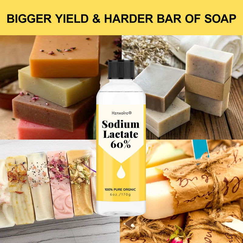 [Australia] - 6 Ounce Sodium Lactate for Soap Making & Lotions, Premium Sodium Lactate Liquid, 60% Concentration, Cosmetic Grade, Moisturize Anti-Aging, Makes Soap Harder and Unmold Faster 6 oz 