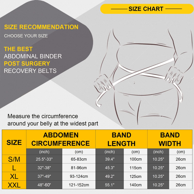 [Australia] - Postpartum Belly Band Abdominal Binder Post Surgery C-section Belly Binder Wrap Girdle Recovery Belt Back Support (X-Large, Black) X-Large 