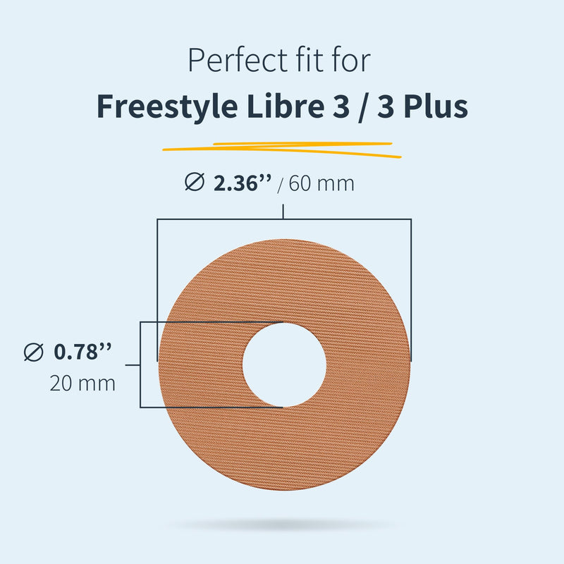 MySweetStitch - 25 x Freestyle Libre 3 Round Patches, Ring Patch Ø 60mm, Inner Ø 20mm, Waterproof, Breathable, Skin-Friendly, Made in Germany, Beige 25 piece
