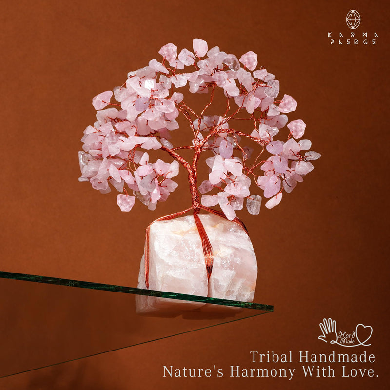 [Australia] - Rose Quartz Crystal Trees for Home Decor, Office Desk Decoration, Chakra Healing Crystals and Stone for Positive Energy, Money, Good Luck, Tree of Life Spiritual Birthday Gifts for Women and Mom 10 Rose Quartz Base Raw Crystal Tree 