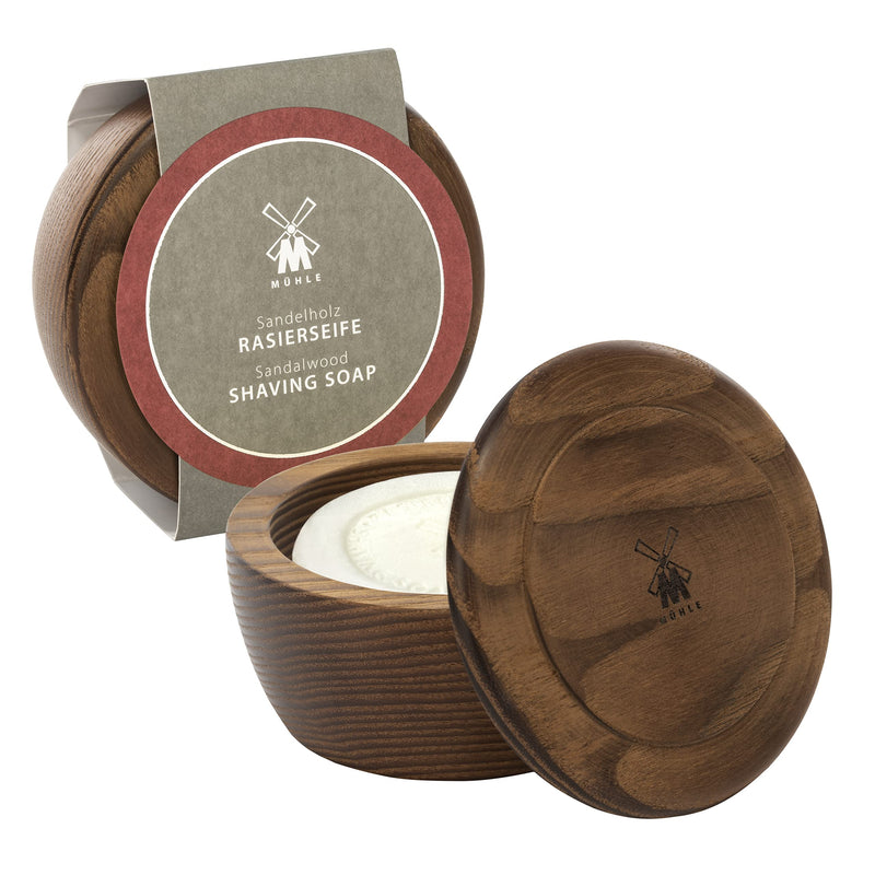 [Australia] - MÜHLE shaving soap set - wooden bowl with shaving soap with sandalwood for normal and dry skin - warm & sensual - 65g 