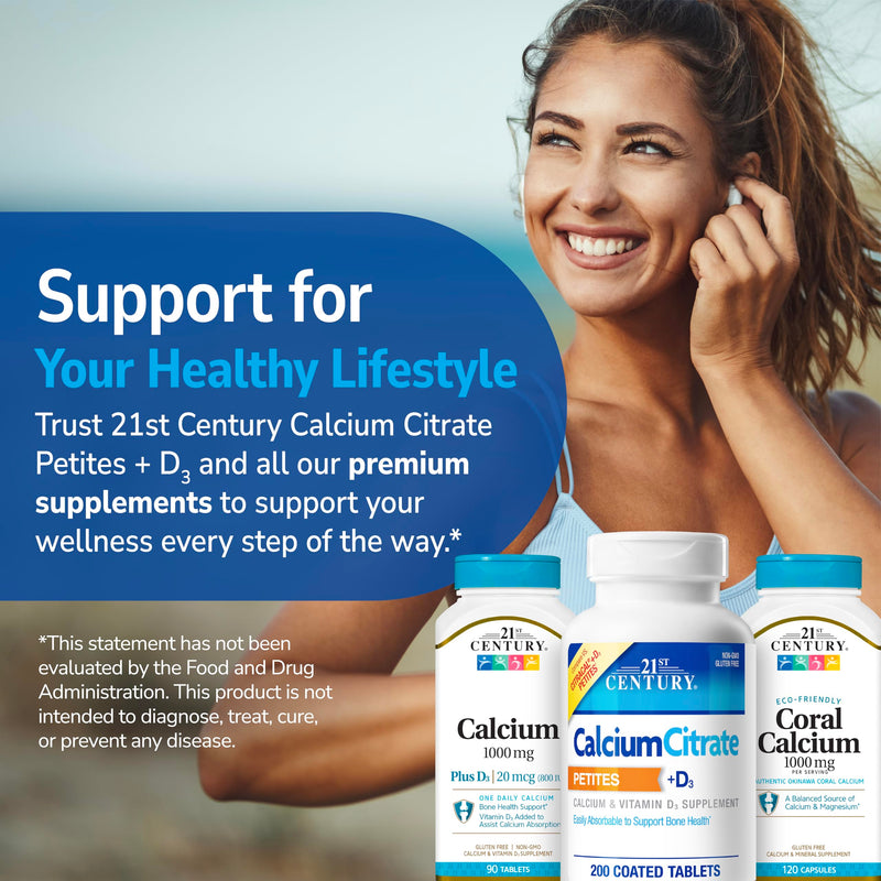 21st Century Calcium Citrate Plus D3 Maximum - 630 mg Calcium, Bone Health Support, Easily Absorbable, Gluten Free, Non-GMO, Compare to Citracal +D3, 400 Tablets 400 Count (Pack of 1)