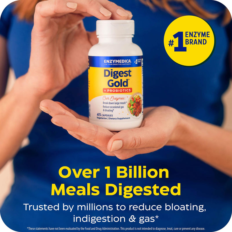 Enzymedica Digest Gold + Probiotics - Helps Gas & Bloating - 45 Capsules | Digestive Enzyme Supplement for Women & Men, Enzyme and Probiotic Capsules for Digestion, Gut Health Support, Vegetarian 45 Count (Pack of 1)