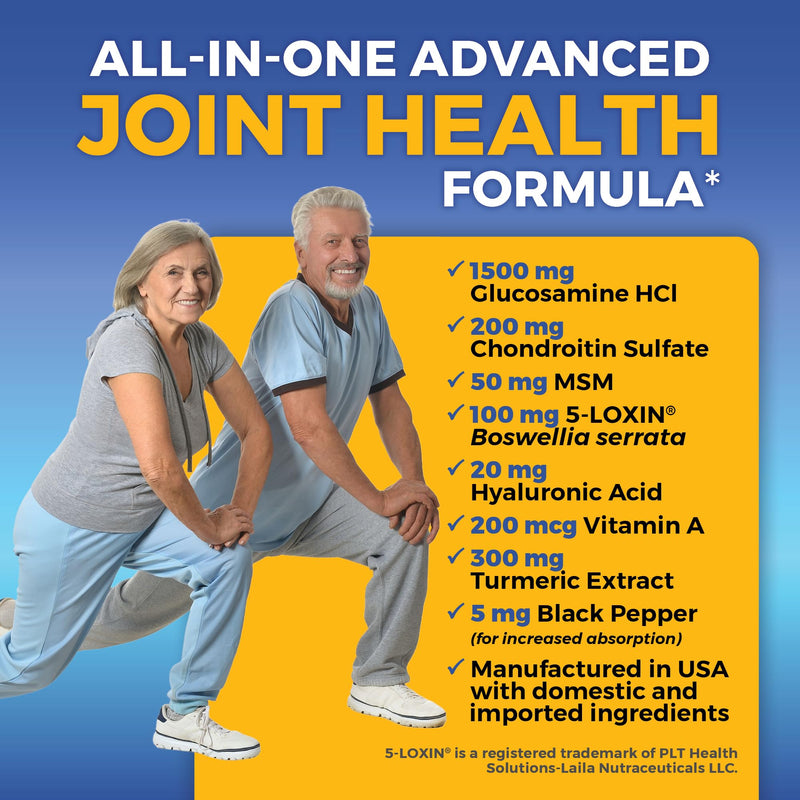 [Australia] - Glucosamine Chondroitin MSM Joint Support Supplement, 90 Capsules - with Turmeric, Black Pepper, Boswellia and Hyaluronic Acid - Joint Health Supplement for Mobility, Flexibility and Comfort 