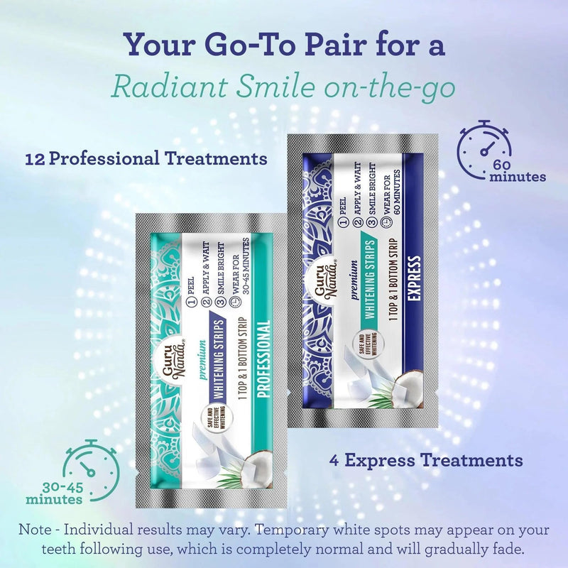 [Australia] - GuruNanda Teeth Whitening Strips - 16-Day Treatment with Non-Slip, Dry Strip Technology - Whitening Designed with Care for a Brighter Smile 32 Count (Pack of 1) 