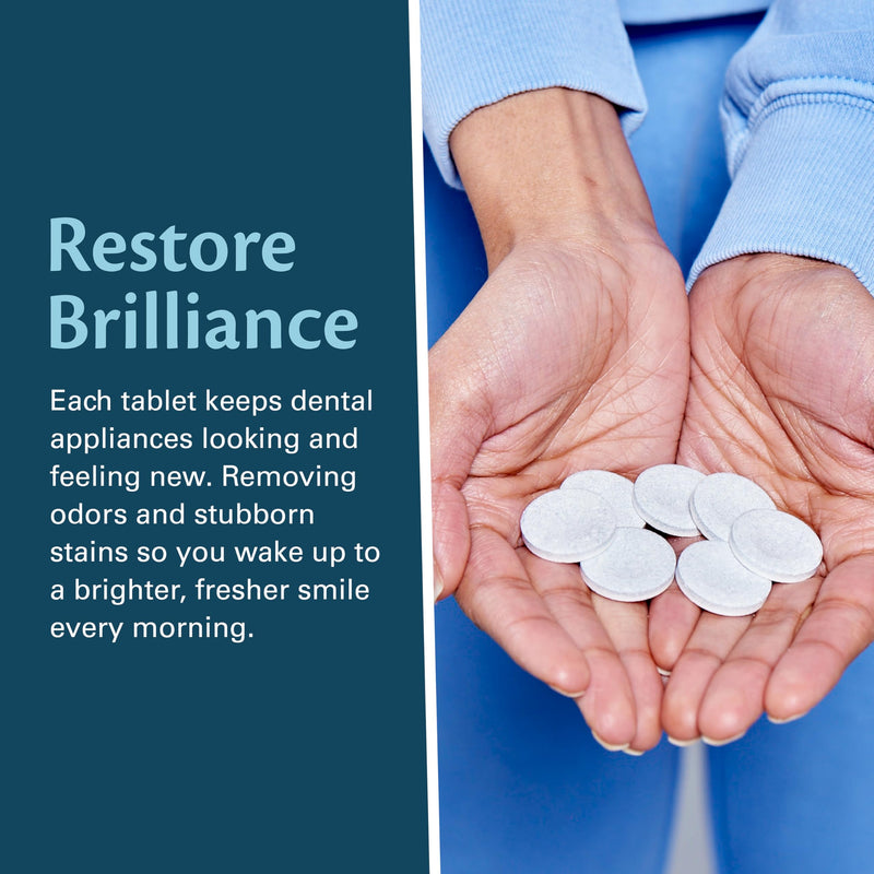 [Australia] - Overnight + Whitening Retainer Cleaner, Remove Stains, Discoloration, and Plaque | 4 Month Supply | Denture Cleanser with Whitening Boost,120 Tablets by M3 Naturals Overnight Whitening (120 Count) 
