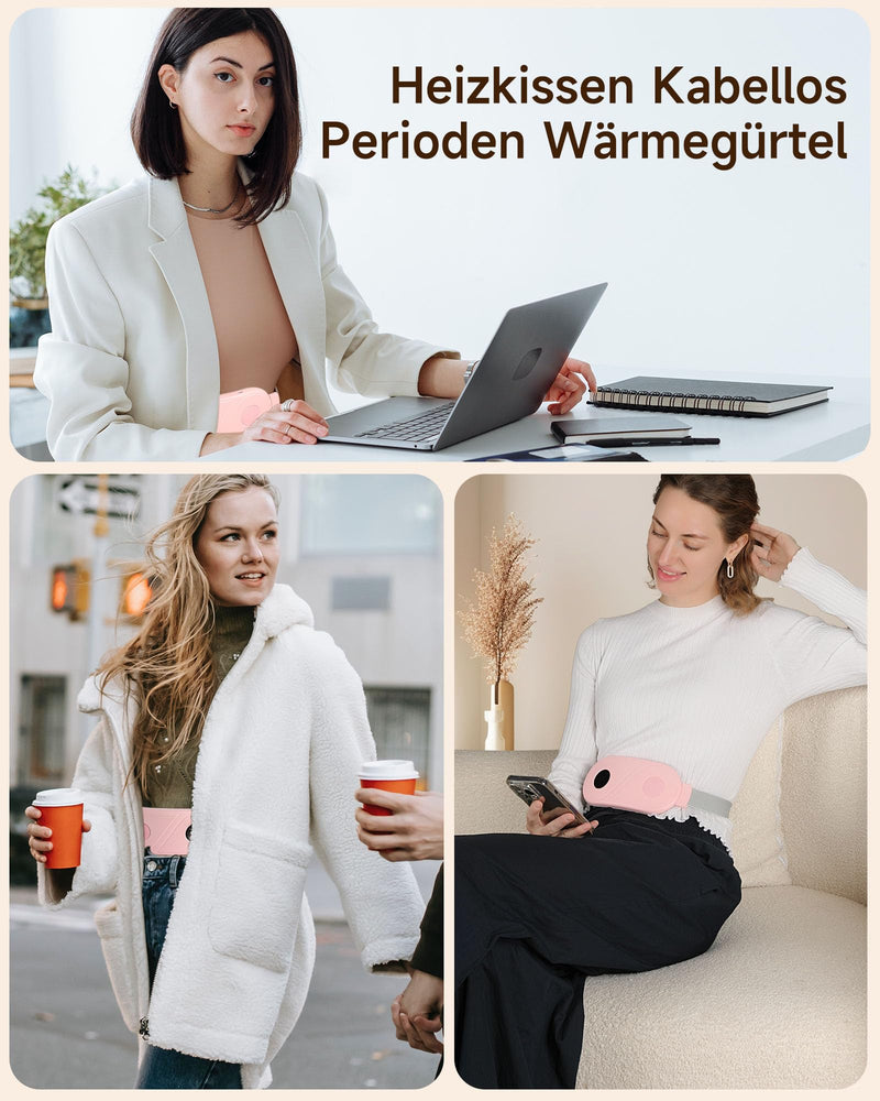 [Australia] - ALLJOY heat belt period, period heat belt, heating belt electric back, period heating pad wireless - 3 heat & 3 vibration modes, electric heating pad for period cramps for women, girls 