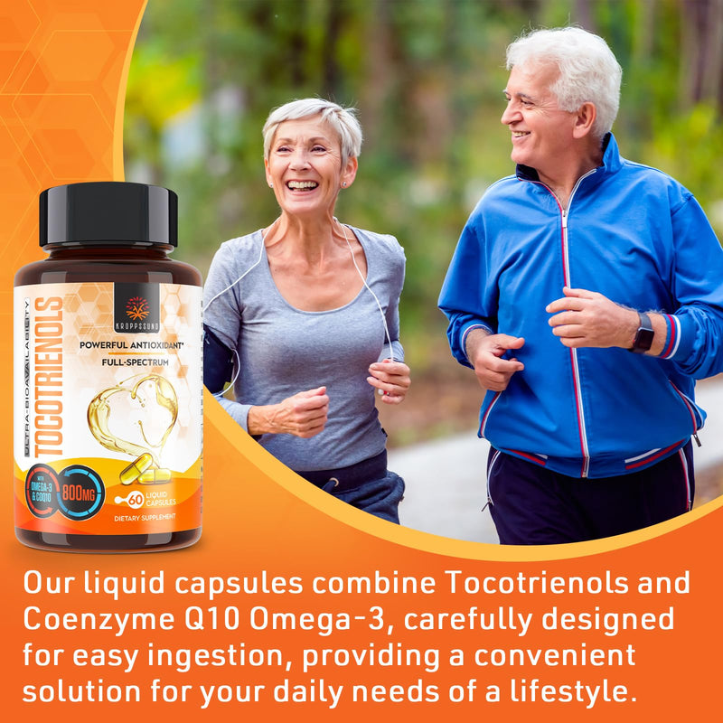 [Australia] - Kroppssund Tocotrienols 800mg Supplement | Rich in Vitamin E Tocotrienols | Cardiovascular, Antioxidant, Cellular Energy Production - 120 Liquid Capsules Unflavored 60 Count (Pack of 2) 