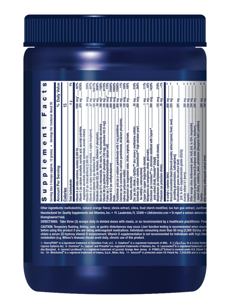 Life Extension Mix Powder, 360 Grams | High-Potency Multivitamin with Vitamins B, C, D, E & Magnesium, Whole-Body Health & Healthy Aging, Gluten-Free