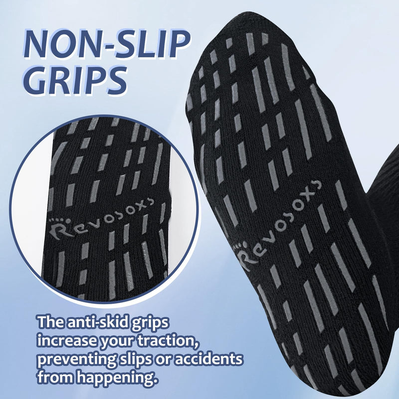 [Australia] - Extra Width Socks for Swollen Feet-2 Pairs Super Wide Diabetic Socks for Women Men,Diabetic Non Slip Hospital Socks Black 