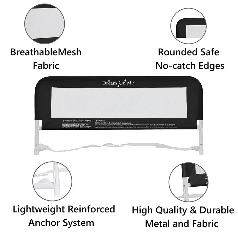 [Australia] - Dream On Me Lightweight Mesh Security Adjustable Bed Rail Double Pack with Breathable Mesh Fabric in Black, 2 Count (Pack of 1) 