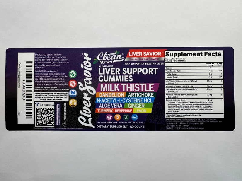 [Australia] - Clean Nutra Liver Cleanse Detox & Repair Gummies | Milk Thistle Gummy Liver Support Vitamins | Dandelion, Artichoke, Aloe Vera, Ginger, Berberine, Lemon, N-Acetyl-L-Cysteine, Turmeric Supplement HCL 1 
