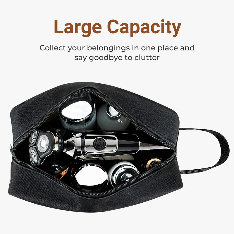 Elviros Travel Toiletry Bag Mens Leather Travel Organizer Kit with hanging hook Water-resistant Toiletries Bathroom Shaving Bags for Women