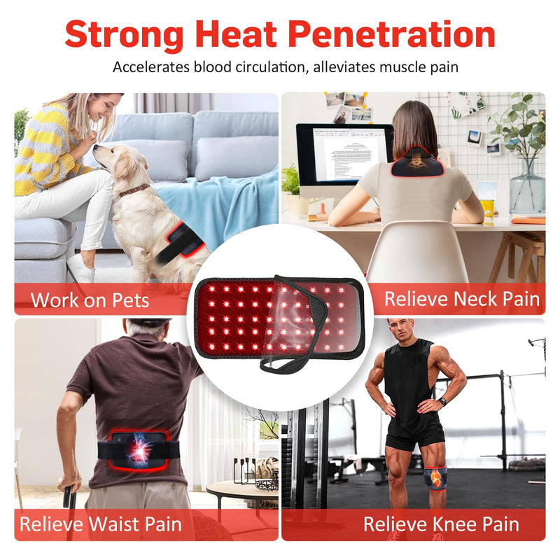 [Australia] - Red Light Therapy Belt, Infrared Light Therapy for Body, Wearable Wrap with Timer for Back Shoulder Waist Muscle Pain Relief, Improve Joint Inflammation, Red Light Therapy for Body L 