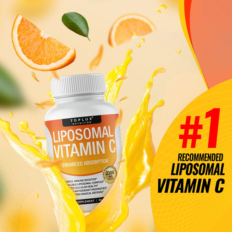 Liposomal Vitamin C 2100mg High Absorption Fat Soluble VIT C - Immune Support Collagen Booster Immunity Defense & Powerful Antioxidant, MCT Oil & Sunflower Lecithin, Acsorbic Acid, Vegan Non-GMO V3