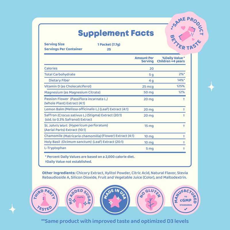 JoySpring Mood Magic for Kids – Natural Mood Support Pixie Sticks Candy with Saffron Extract, Magnesium Citrate & Vitamin D3 | Sugar-Free Powder Drink or Candy | 25 Servings | 4+ Years (Pack of 2) Fruit Punch 25 Count (Pack of 2)