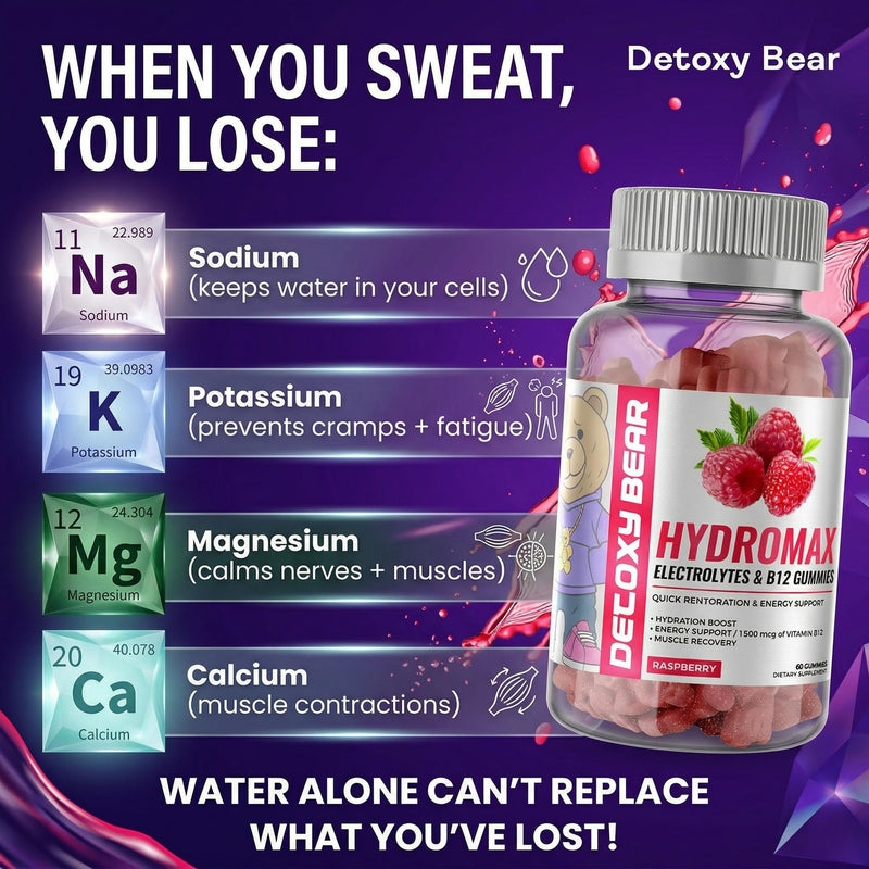 Hydromax Electrolytes Gummies - 60-Count Keto Electrolyte 2000mg and B12 Vitamin 1500mcg - Soft Chewable Gummies for Energy Support, Non GMO, Hydration Boost, Muscle Recovery