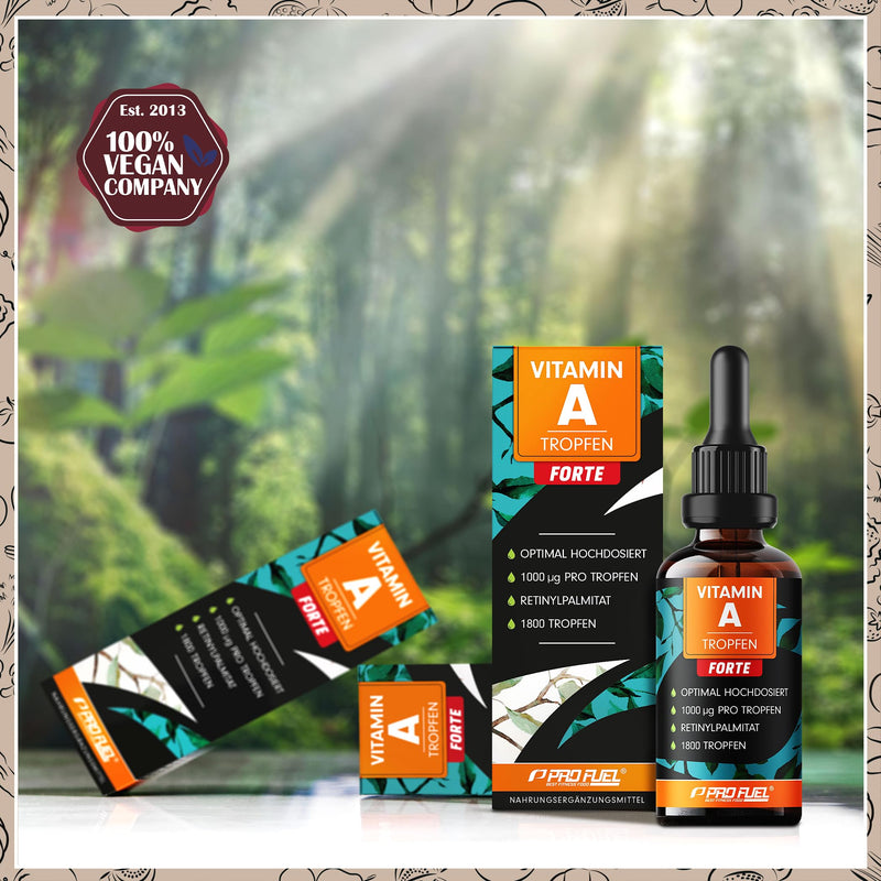 [Australia] - Vitamin A drops FORTE - 1000 µg per drop - 1800 drops with vitamin A from retinyl palmitate - optimally high dosage & bioavailable - without additives - laboratory tested with certificate - 100% vegan 1x 1800 drops 