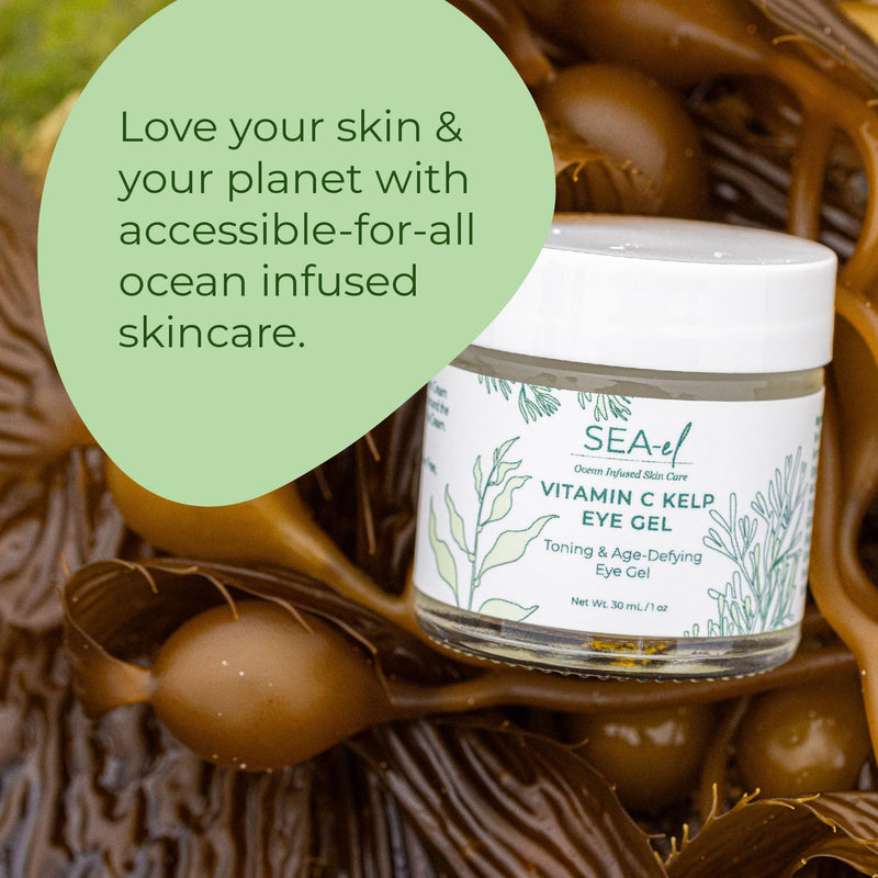 Vitamin C Kelp Eye Gel Toning & Age Defying Skincare for Puffiness, Under Eye Bags & Dark Circles Cooling Youthful Glow for Women & Men - 1 Oz