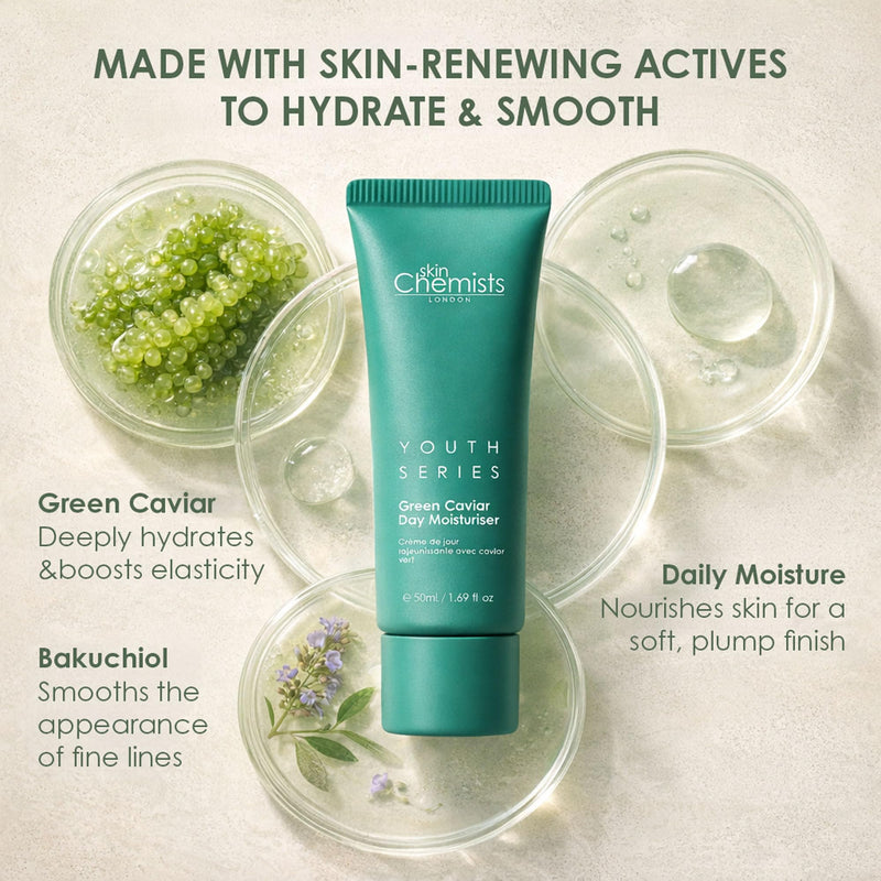 skinChemists Green Caviar Night Face Moisturizer | Overnight Repair Cream for Dull, Dry Skin | Helps Smooth, Hydrate & Restore Glow (Day Cream) Day Cream