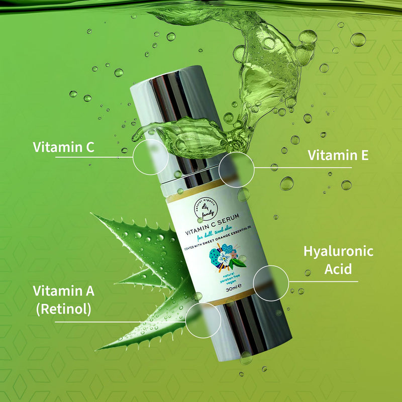 Vitamin C Serum for Face with Hyaluronic Acid, Aloe Vera, Retinol, and Vitamin E - Natural Skin Care for Beautiful and Healthy Skin - Brightening Serum for Dark Spots and Fine Lines