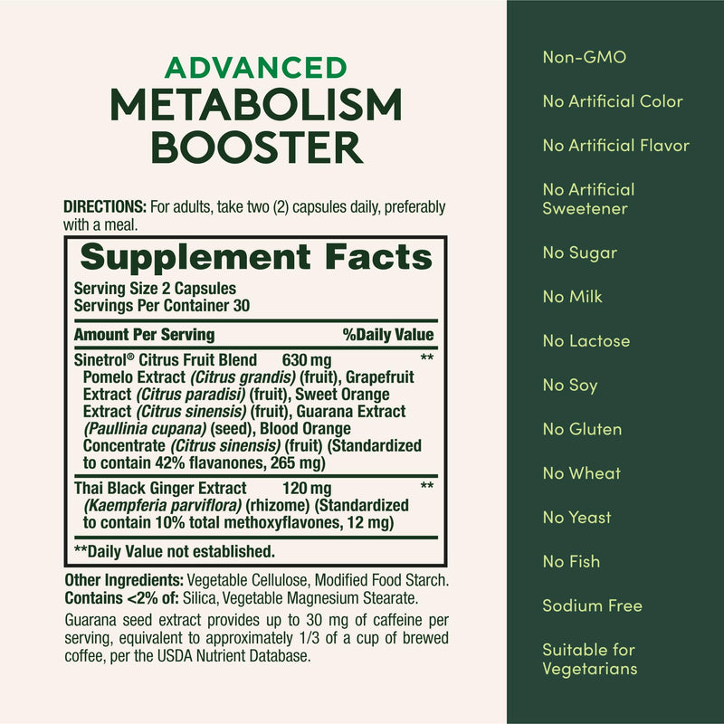 [Australia] - Nature's Bounty Advanced Metabolism Booster, Helps Support Healthy Metabolism & Fat Loss, 60 Capsules 60 Count (Pack of 1) 