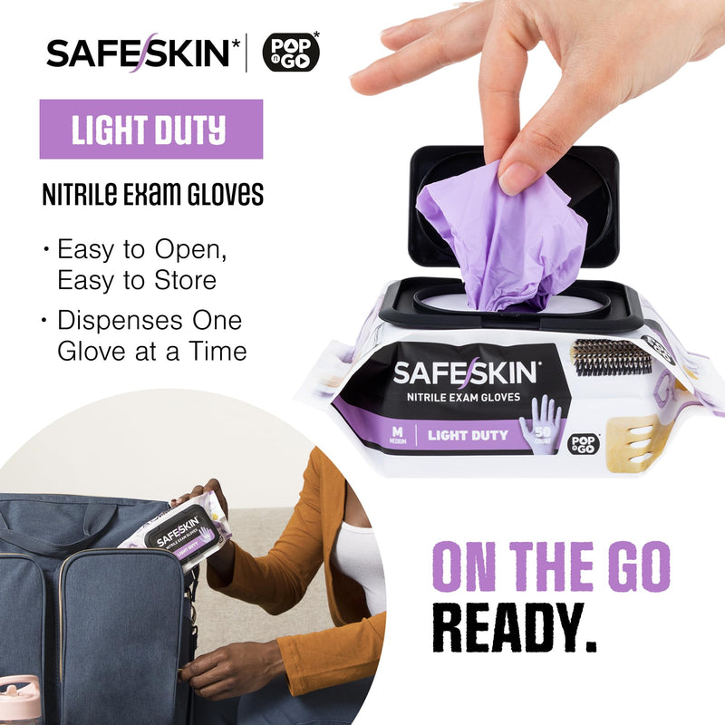 [Australia] - SAFESKIN Disposable Nitrile Gloves in POP-N-GO Pack of 50 or 200 Powder Free - Hair, Cleaning, Medical Use, Food Handling Medium (Pack of 50) 