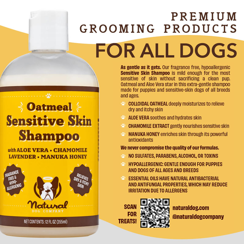 Natural Dog Company Sensitive Skin Shampoo and deodorizing Spray Grooming Bundle, Includes (1) Sensitive Skin Shampoo 12 Oz, (1) Sensitive Skin Dog deodorizing Spray 8 Oz - PawsPlanet Australia